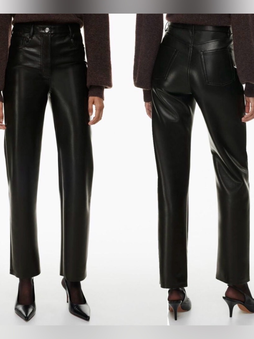 Aritzia Wilfred The Melina Black Vegan Leather Pants Size 0